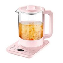 전기냄비 멀티쿠커 라면 전기 포트 분유포트 티 주전자 전기포트 미니 커피 220V 가정용 건강 냄비 다기능 스마트 높은 붕규산 유리 스튜 18L, pink 색상+with filter+KR