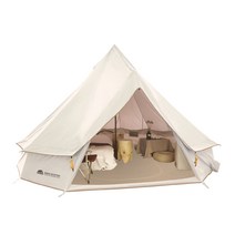 캠핑 텐트 대형 두꺼운 방수 몽골식 게르형 몽골텐트, 베이지 600D