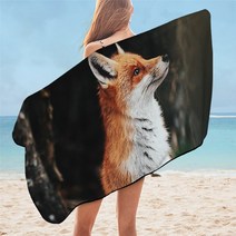 침구 아웃 도어 폭스 목욕 타올 3D 프린트 비치 타월 야생 동물 마이크로 화이버 샤워 타올 꽃 부족 냅킨 75x150cm Dropship, 2, 75cmx150cm