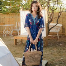 동남아원피스 히피걸 보헤미안 사진 촬영 해변 여행 의류 여성 스커트 해외여행사진