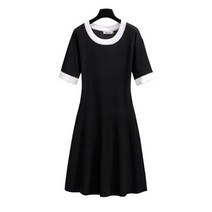 여름 특대 얼음 실크 니트 브이넥 원피스 빅사이즈 쇼 얇은 중간 길이 100/150Kg 5XL 6XL 7XL