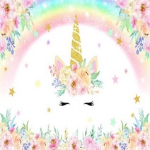 셀프 사진 촬영 포토 호환 유니콘 배경 소녀 생일 파티 장식 무지개 꽃 공주 베이비 샤워 배너, Vinyl-150x100cm+9