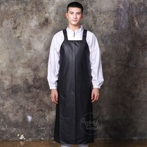 AH1941 검정레자앞치마-롱/단면방수/우레탄/양면방수/시장앞치마/시장/정육점/우레탄방수/봉사활동/단체/식당/캠페인/수산시장/농산물시장/상인앞치마