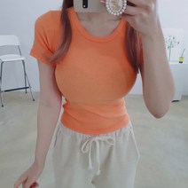 라운드 골지 슬림 반팔티 7색