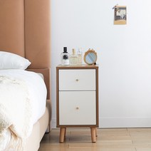 [퍼피노] 케인 2단 원목 키큰 협탁 nm235, 화이트