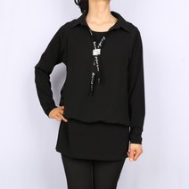 노브패리스 KBS1071타이 블라우스 티셔츠 66~88 간절기 봄 가을 군살 뱃살커버 긴팔 여자 중년여성 엄마 롱티