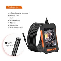 1080p HD 내시경 카메라 4.33939 screen 8mm snake camera with led light for car air 컨디셔너 엔진 점검 하수구, 협력사, 2m