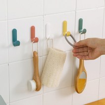 J 후크 고리 벽걸이 접착식 인테리어 디자인 소품 걸이 12P, 12개