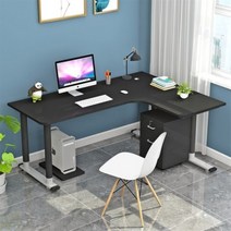 ㄱ자 기억자 책상 L자책상 코너 모퉁이 벽면 컴퓨터 학생 사무실 서재 게이밍책상, 블랙+블랙