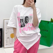 세라제이 굿픽쳐 형광레터링 박스 롱 반팔티셔츠