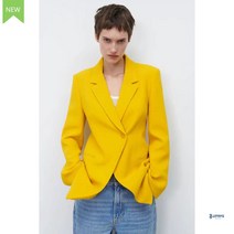자라 자켓 정장 여성 ZARA 옐로우 포켓 카라넥 02277628300