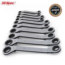 스패너 파이프렌치 몽키스패너 조절식 Hi-spec 1pc 래칫 토크 렌치 도구 세트 더블 박스 엔드 오프셋 링 키 세트 넥, 19x21