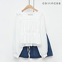 [코인코즈] 스퀘어넥 허리 끈 셔링 블라우스 (IY3SB1110)