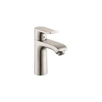 Hansgrohe Metris 모던 업그레이드 설치가 쉬운 손잡이 1개 17.8cm7인치 높이 욕실 싱크 수도꼭지 크롬 31080001 143563, Brushed Nickel