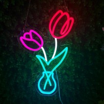 LED 네온사인 튤립 간판 네온 전광판 조명 인테리어 실내 미니, 단일사이즈