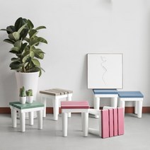 귀여운 색감 플라스틱 인테리어 장식 의자 다용도 스툴 화분받침대 작은 유아 의자, 대, 블루