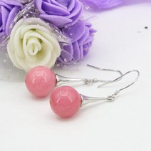 옥귀걸이 팬던트 천연 녹색 석재 핑크 rhodochrosite 12mm 라운드 비즈 여성 칼세도니 옥 매달려 귀걸이 귀고리 수제 보석 B3244