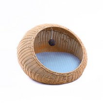 고양이 강아지 이글루 숨숨집 라탄 집 방석 침대 하우스, A + L-대형