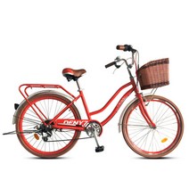 [지멘스 자전거]지멘스 데니24 26인치 클래식 자전거 시마노7단 알루미늄 프레임 바구니 여성용자전거 클래식 자전거, 24인치, 완전조립 및 테스트, 루비우레드