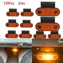 이베코 부품 10x 4led 빨간색 24v 트럭 사이드 마커 라이트 브래킷 24v 리어 클리어런스 라이트 헤비 듀티 트럭 트레일러 트럭 트랙터 scania 71, 10pcs 흰색