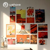 WEHAVE 인테리어 그림엽서 포토 사진 도시 일러스트 캘리그라피 영화 고흐 마티스 모네 피카소 명화 소품 세트, 컬러테마엽서-오렌지, 1세트
