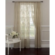 Laura Ashley 로드 포켓이 있는 프로스팅 시어 커튼 패널 치수 너비 132.1cm x 길이 160cm(52 x 63인치) 회갈색 패널 1개