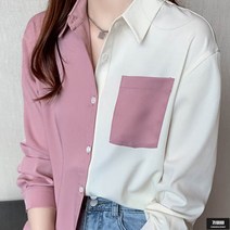 가바바 여성 블라우스 투톤 반전 컬러의 컬러포켓 포인트 블라우스 G59172