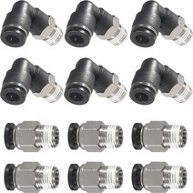 MSAEIQUN PNEUMATIC 엘보 및 스트레이트 콤비네이션 0.6cm(1/4인치) 튜브 OD x NPT 스레드 푸시 투 커넥트 피팅 PC-1/4-1/4+PL-1/4-1/4(1, 12, 1/4-1/4