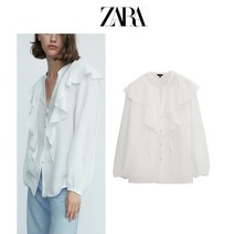 화이트 셔링 프릴 ZARA 자라 여성 블라우스