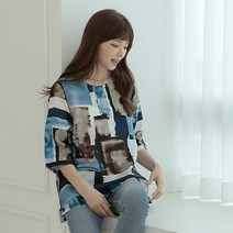 디노바시 파스텔 풍기인견 여성 7부 블라우스 9225