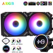 Wovibo-PC CPU 수냉 컴퓨터 쿨러 AIO RGB ARGB 액체 팬 환풍기 라디에이터 LGA 1150 1151 1200 1700 2011 AM4 AM5, 02 2022 Black ARGB, 01 WHITE