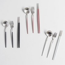 MENARE 메나르 플루스 실버 1인 세트, 화이트, 숟가락1p + 젓가락1p + 포크1p
