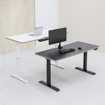 핏쳐 고강도 듀얼 스퀘어 프레임 전동식 모션데스크 E2, 화이트, 1800mm, 블랙