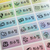 네임코코 방수네임스티커 사각 중형, 254-중형9색펄
