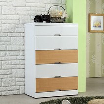 방친구 앨리스 2자 5단 목재서랍장, 오크화이트