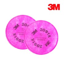 3M 2091K 특급 방진 필터 방독 면체 마스크 양구형 교체, 1세트, 1개