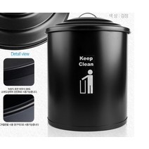 마더가든 유로 철제 뚜껑 휴지통 대, 검정색, 1개
