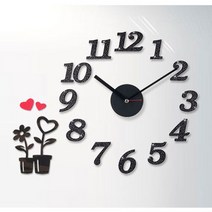 DIY벽시계 / 클래식 블랙스파클 하트캐릭터, 클래식 블랙스파클+러브팟