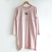 마더라이크 T.76나염수유롱티- 면 지퍼 긴팔 수유복 수유티 빅사이즈