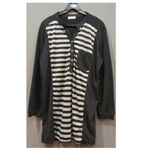 마후쿠 빅사이즈 헨리넥 배색 롱티셔츠