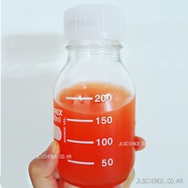 [JLS] 메디아병 샘플병 쥬스병 유리바틀 눈금유리병 실험도구, 18-파랑캡 갈색250ml 1개