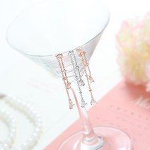kirakirashop 더블 큐빅 롱 귀걸이