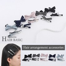 kirakirashop 베이직 리본&진주 헤어 3개 1세트 AHB1329