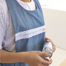 [강남콩] 스카이블루 단추앞치마 앞치마, 블루, 1개