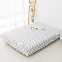 집먼지진드기차단 매트리스커버Q 스트라이프 그레이