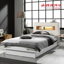 라자가구 BEST 크림슨 아이크 LED 조명 침대 + 9존 독립매트리스 서랍 슈퍼싱글침대 퀸침대, 02.아이크LED 평상형침대세트_SS_화이트, 채움9S 라텍스탑9존독립매트리스