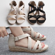 [르네브] 발이편한뒷지퍼4cm웨지샌들 빅사이즈 255~265