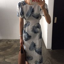 빅걸스토리 야자수 린넨 랩 원피스