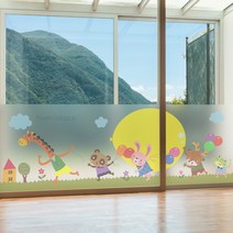 낭만창고 dgcn227-풍선을타고-무점착 반투명 창문시트지 시트지