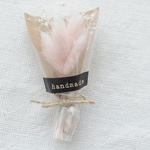 플라라 드라이플라워 초미니 꽃다발 선물용 인테리어소품, M07 연핑크 러그라스 (핑크 크라프트지)